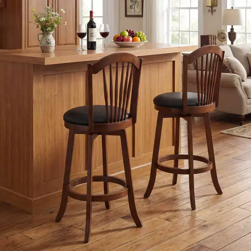 Costway Swivel Bar Stools Set of 2/4, 31 Bar Height Barstools with Backrests & Wood Frame Brown