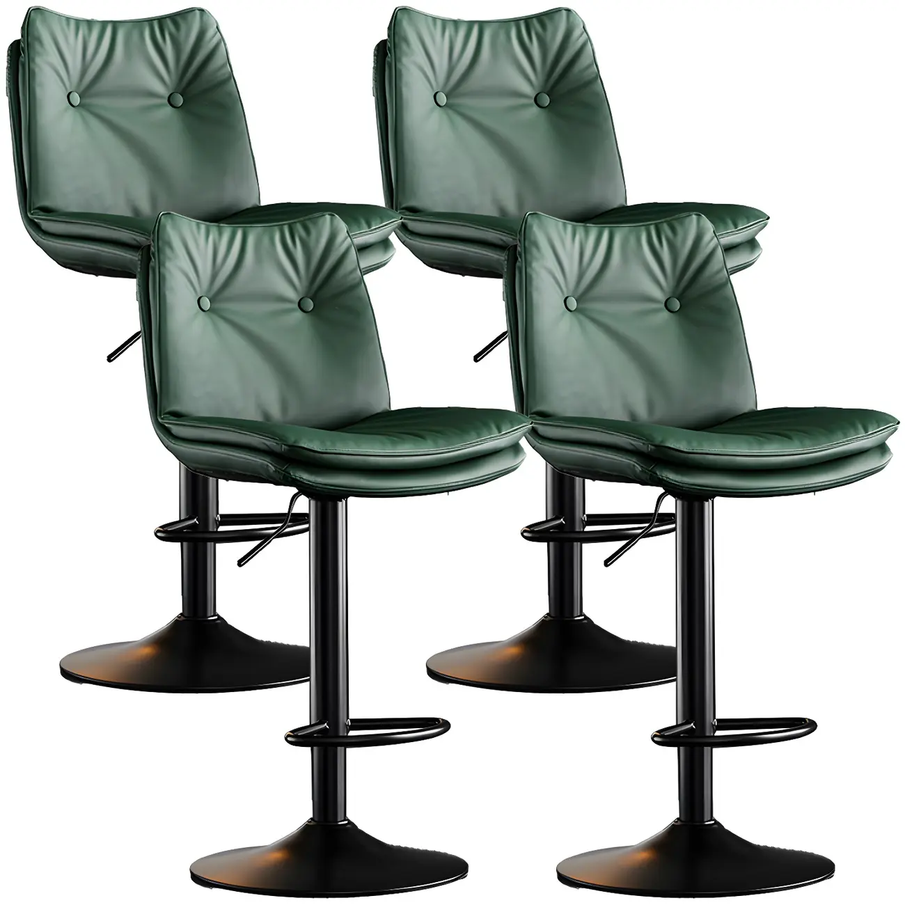 Modern Adjustable Leather Swivel Bar Stools