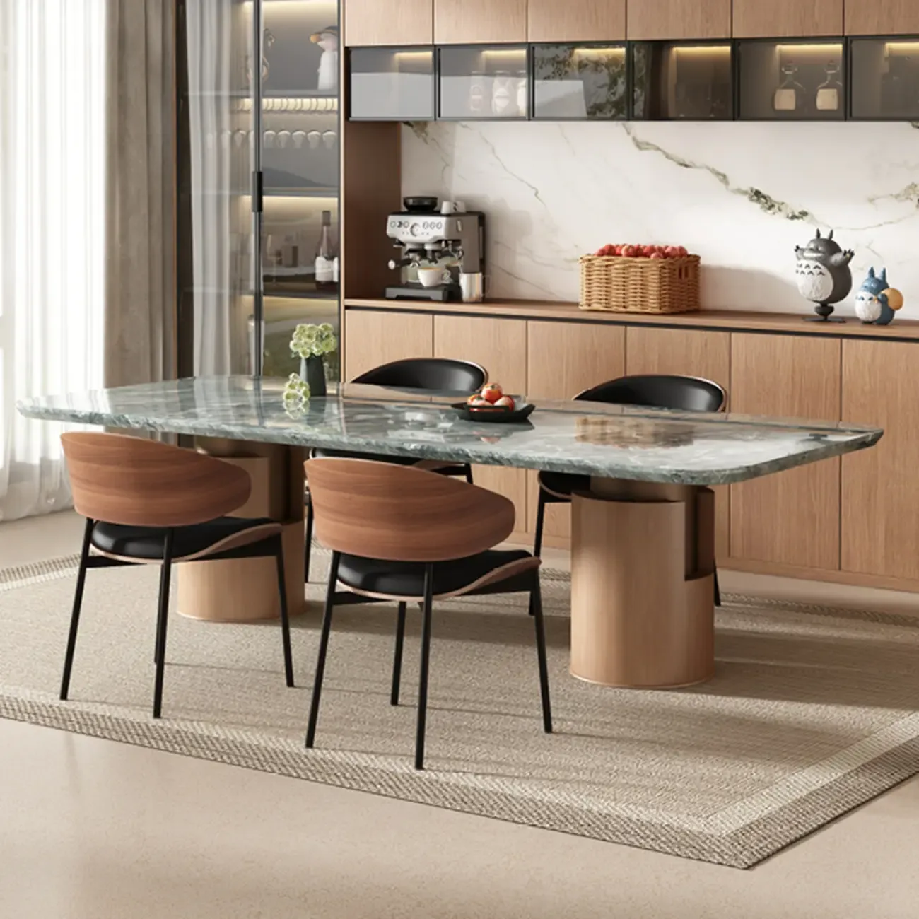 Art Deco Faux Leather Low Back Dining Chair