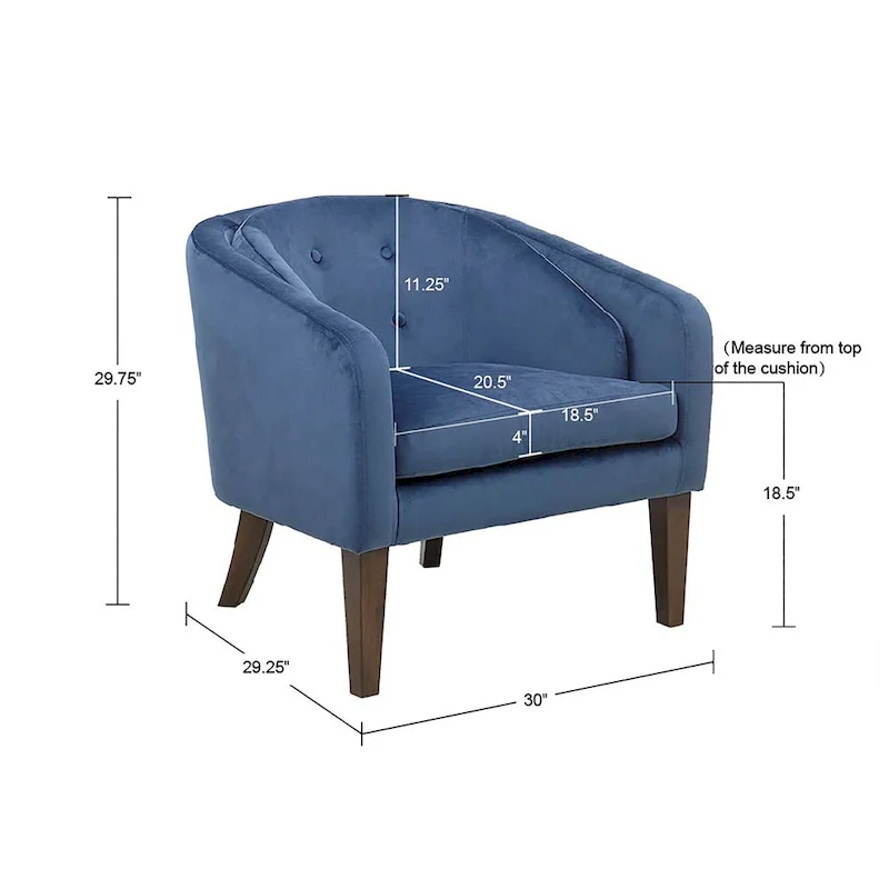 Blue Velvet Tufted Accent Chair, Mid-Century Style, Single Seat