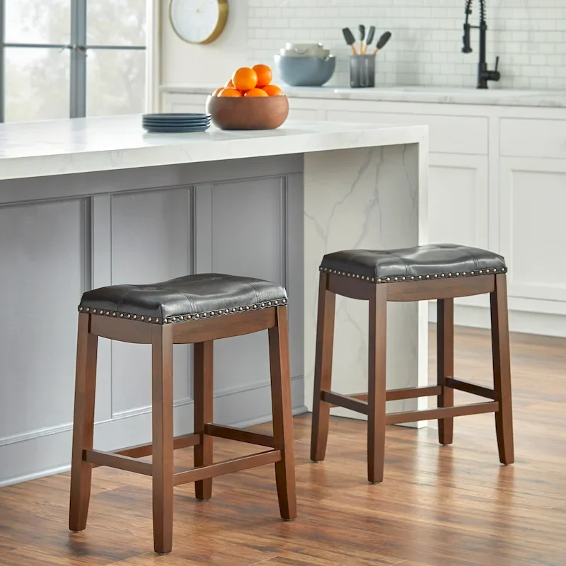 Simple Living Lonnie 24-inch Padded Counter Height Saddle Stools (Set of 2)