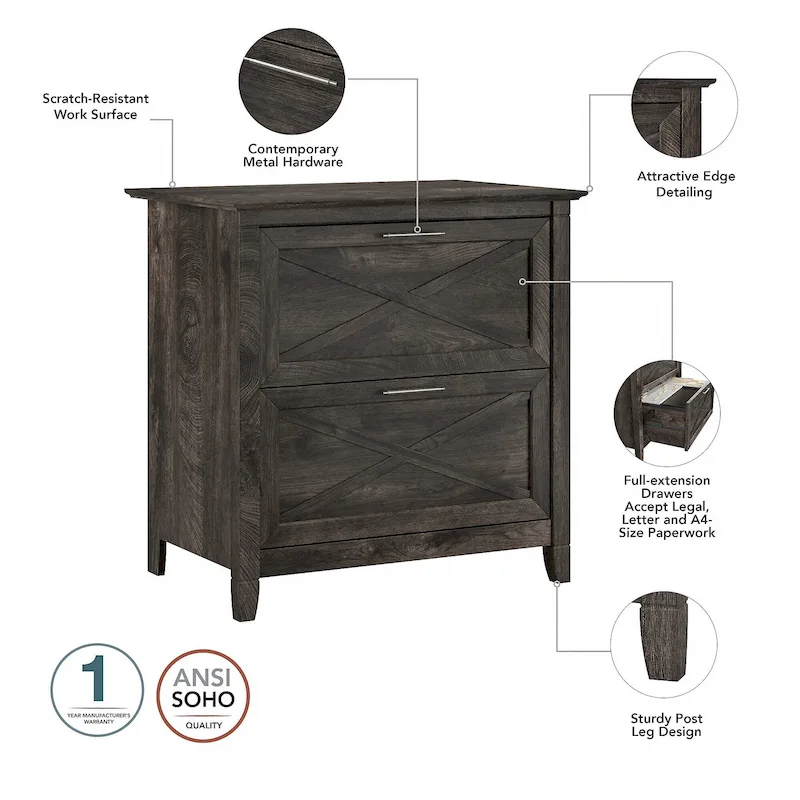 Key West 54W Computer Desk with Cabinet and Bookcase by Bush Furniture