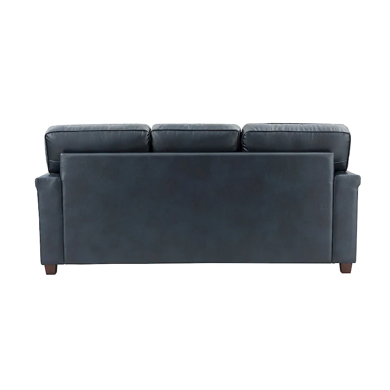 Rita Living Room 3-Seat Genuine Leather Sofa with Solid Wood Legs and Nailhead