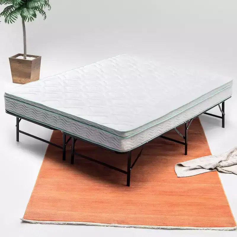 Continental Sleep 14 inch Quickbase Metal Mattress Platform Bed Frame Foundation with Steel Slats (No Box Spring Needed), Black