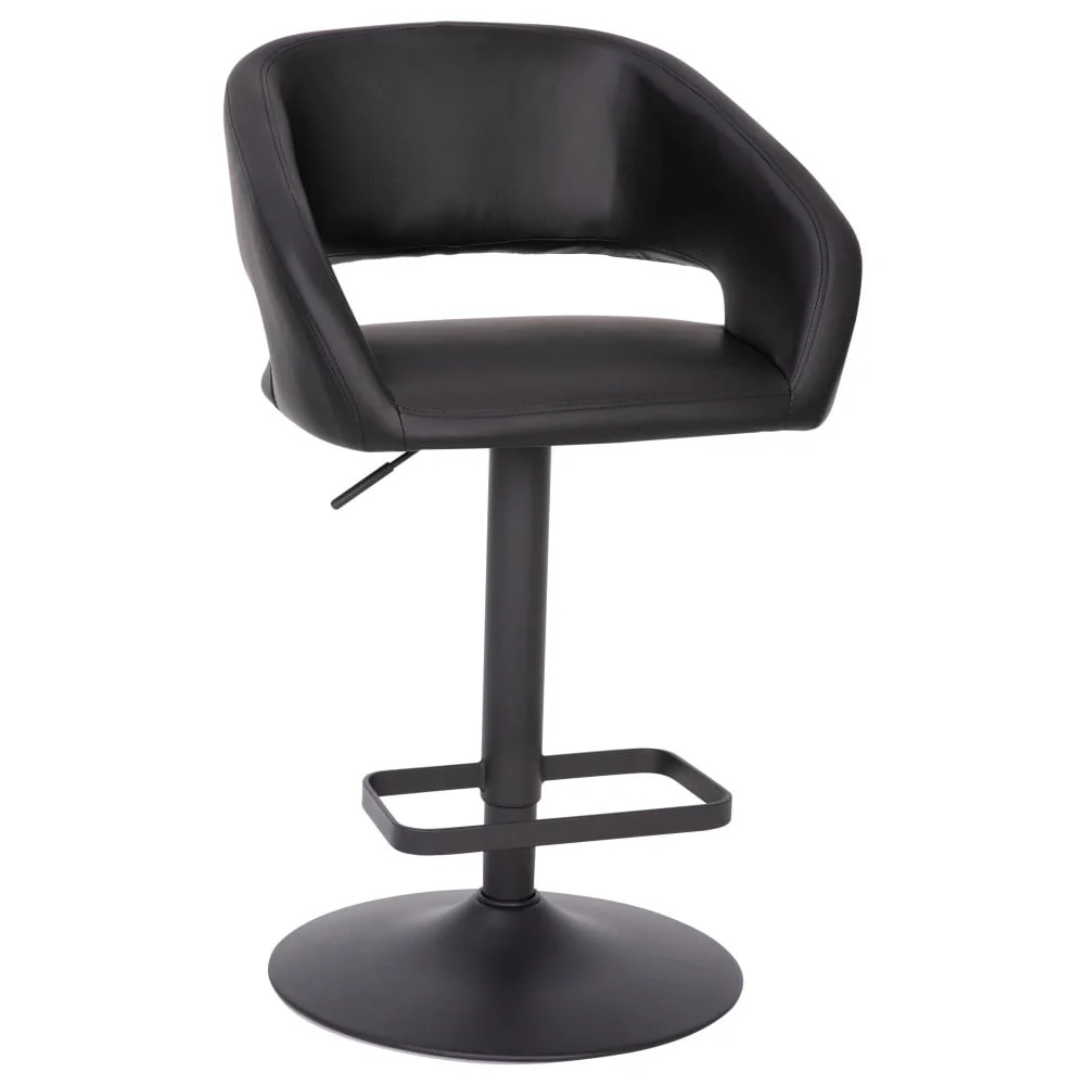 Modern Upholstered Adjustable-Height Barstool with Rounded Back