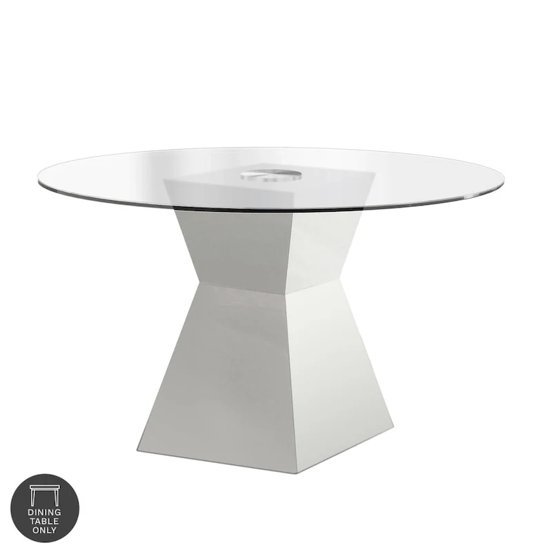 Contemporary White 45-inch Glass Top Dining Table