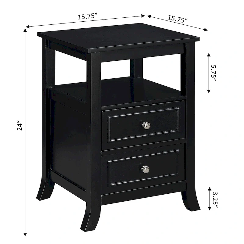 Convenience Concepts Melbourne 2 Drawer End Table with Shelf
