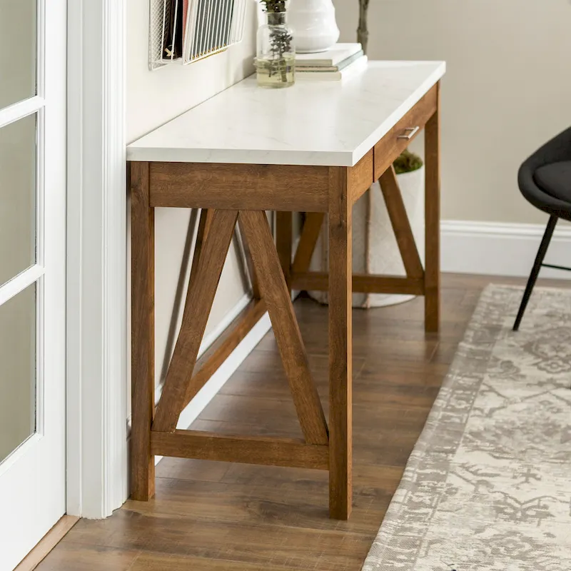 Paradise Hill A-Frame Writing Desk with Center Drawer – MDF & Laminate