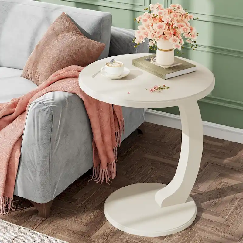 Wooden C-Shaped End Table