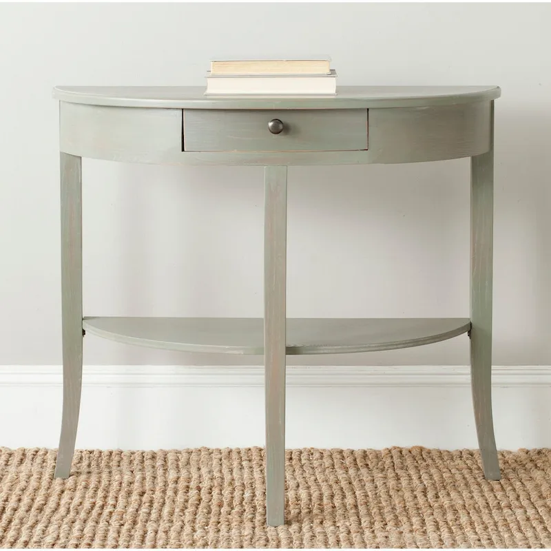 Ash Grey / Honey Natural Demilune Console Table — 1 Person