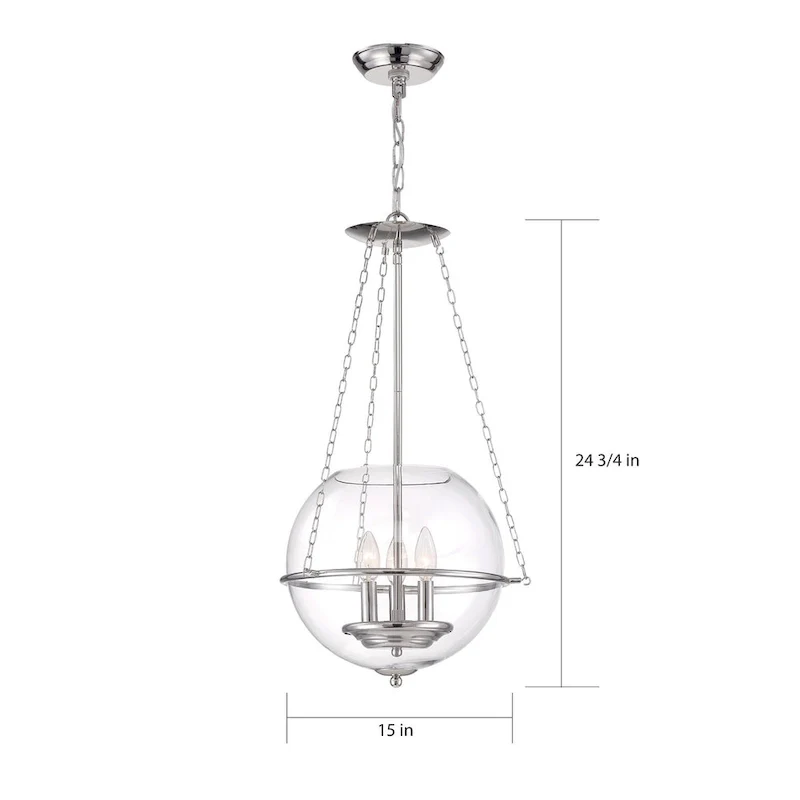 Odyssey 3-Light Pendant Fixture Polished Nickel with Clear Glass - N/A