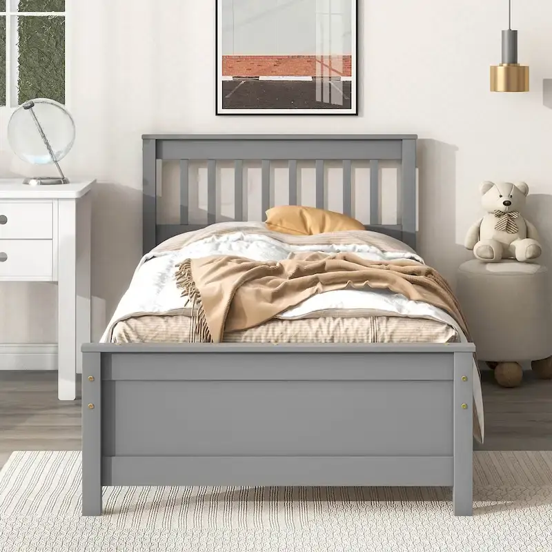Twin Bed with Headboard and Footboard With a Nightstand