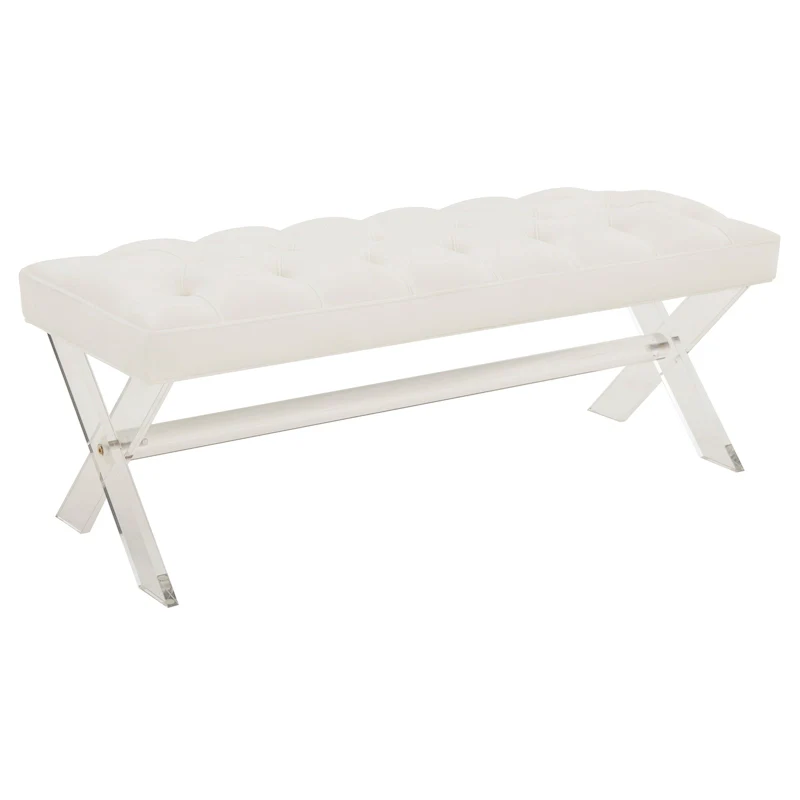 SAFAVIEH Couture Ketevan Tufted Acrylic Bench - 48 In W x 18 In D x 18 In H - 48Wx18Dx18H