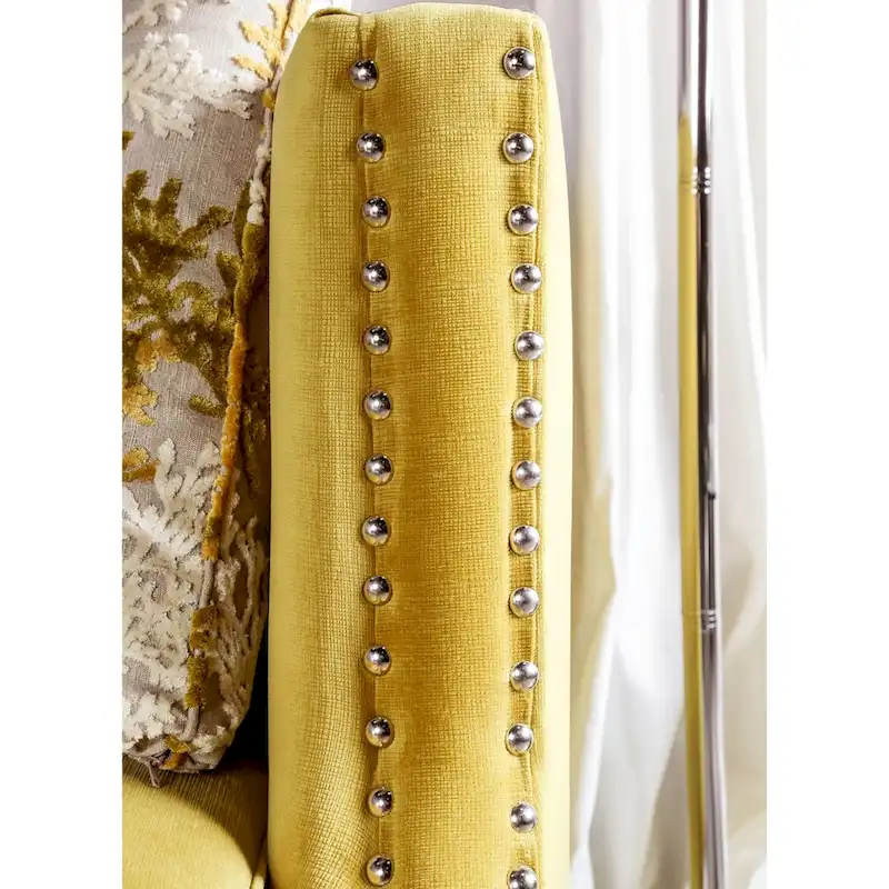 Nall Transitional Fabric Upholstered Tufted Back Tuxedo Arms Sofa by Furniture of America