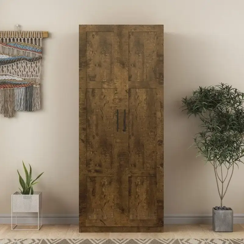 Armoire Wardrobe 70.87H 2 Doors 3 Shelves Particleboard MDF Adjustable Modern Storage