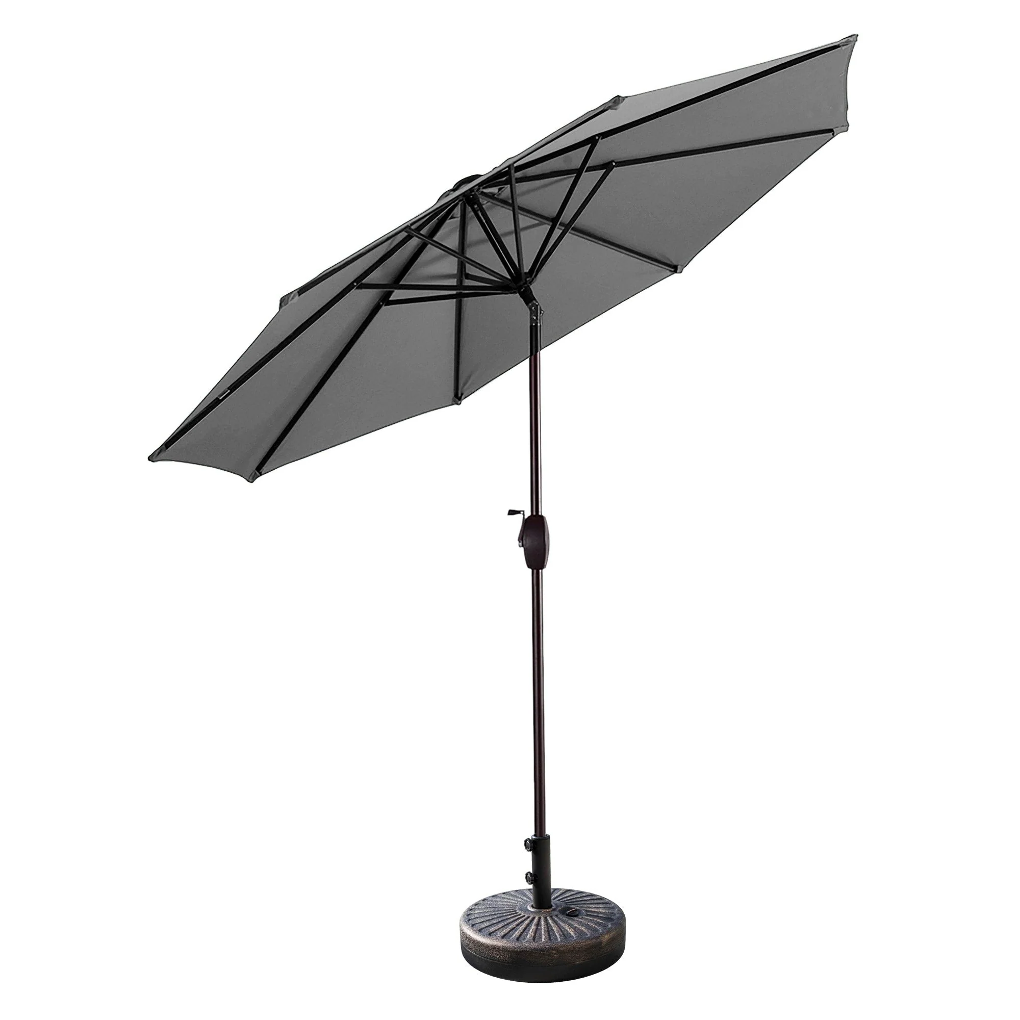 Lopes 9-foot Patio Umbrella with Bronze Finish Base Weight Stand Included