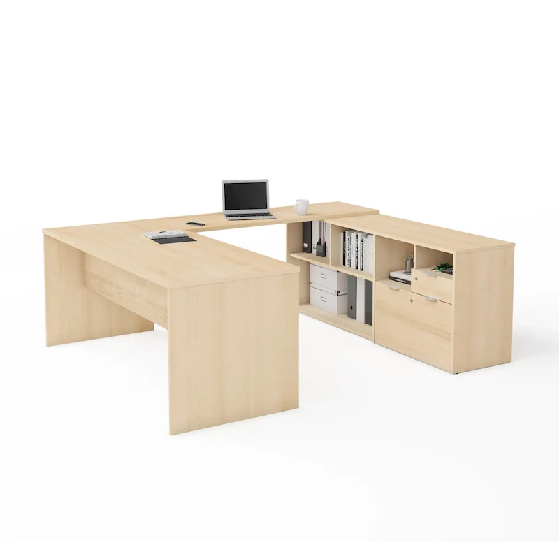 Bestar i3 Plus U-Desk with Two Drawers