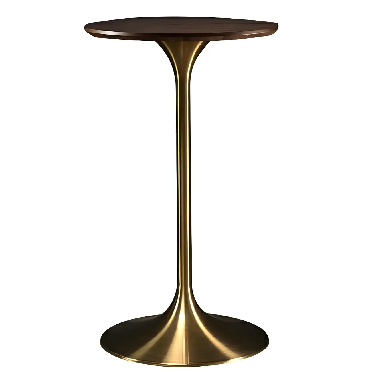 Round Glam Brown Gold Metal Tulip Base Bar Tables