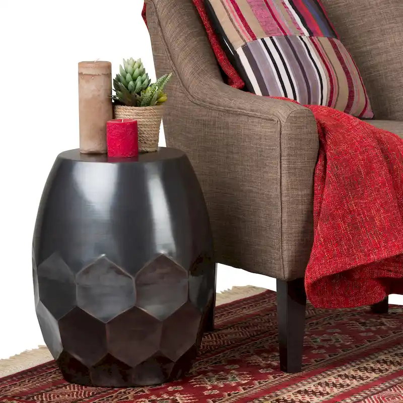 Industrial Metal Accent Side Table – 16-Inch Wide, 4 Color Options, Living Room End Table