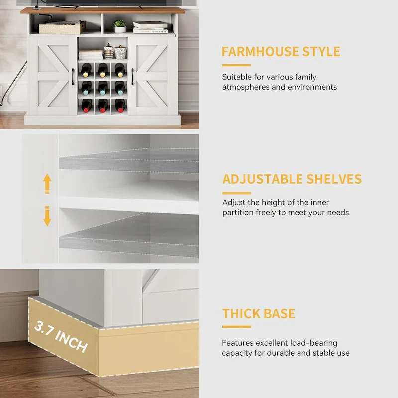 47 Farmhouse Coffee Bar Cabinet with Floating Shelf