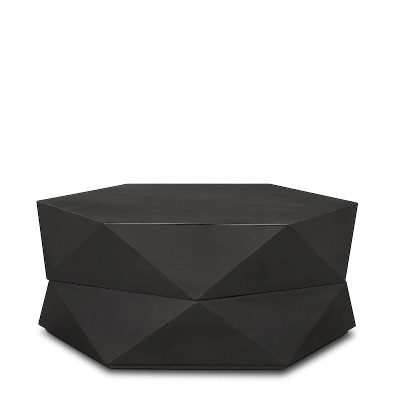 Arreto Black Solid Wood Hexagonal Coffee Table With Storage