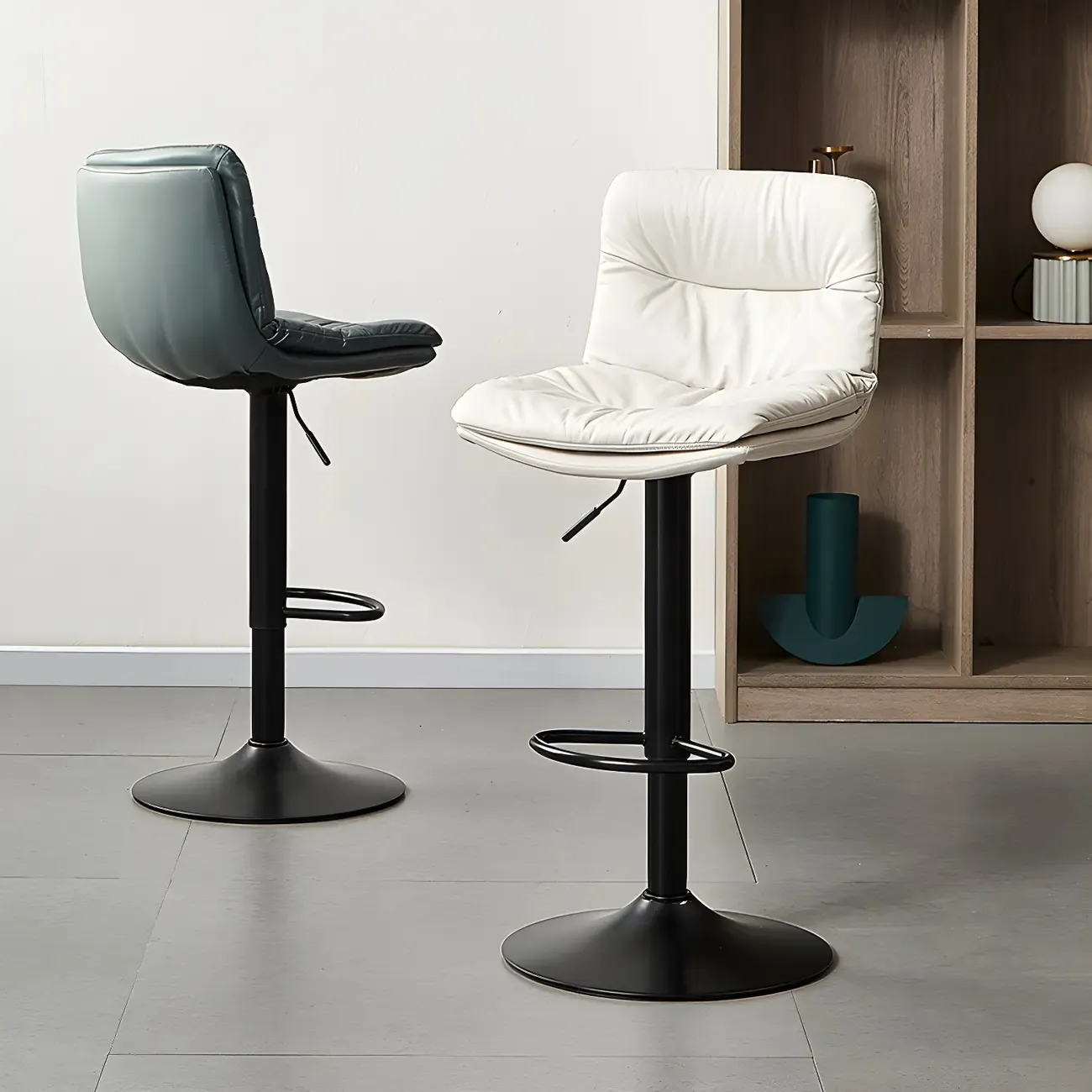 Modern Leather Saddle Swivel Adjustable Bar Stool
