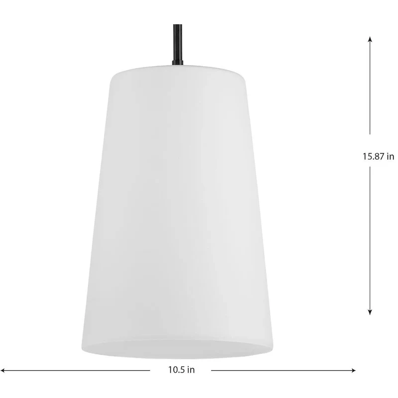Clarion Collection One-Light Matte Black Etched White Transitional Pendant - 10.5 in x 10.5 in x 15.87 in