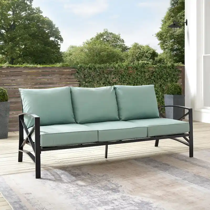 Crosley Kaplan Outdoor Metal Sofa - 79 W x 30.5 D x 32 H