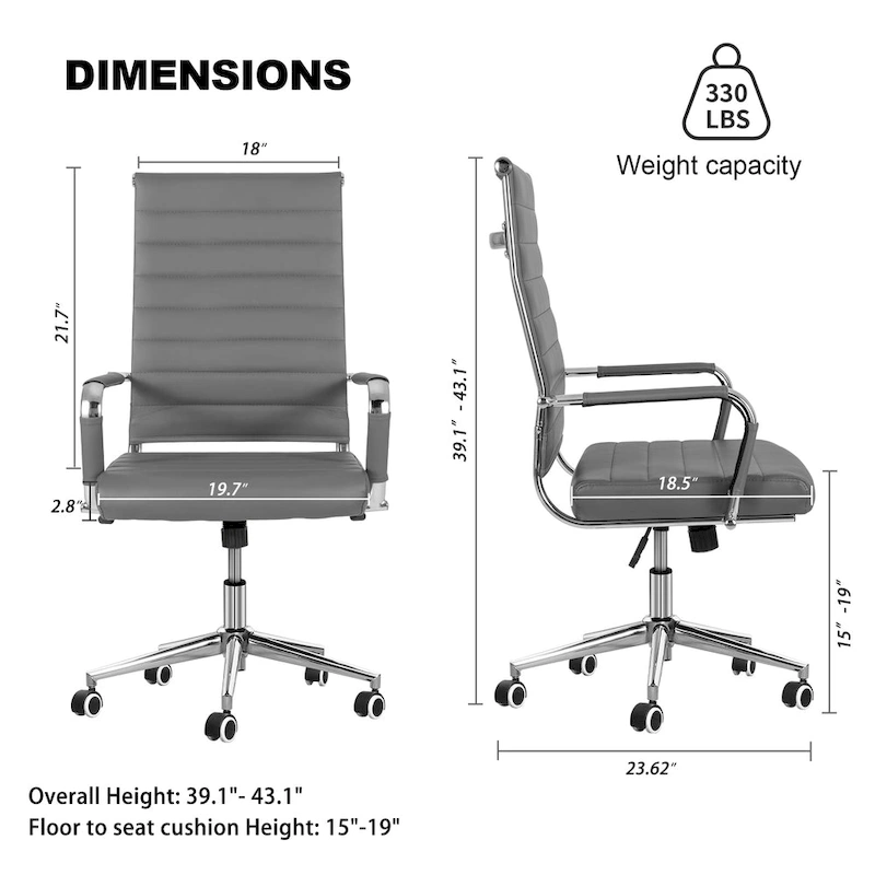 Ergonomic Office Desk Chair PU Leather Height Adjustable Swivel Chair