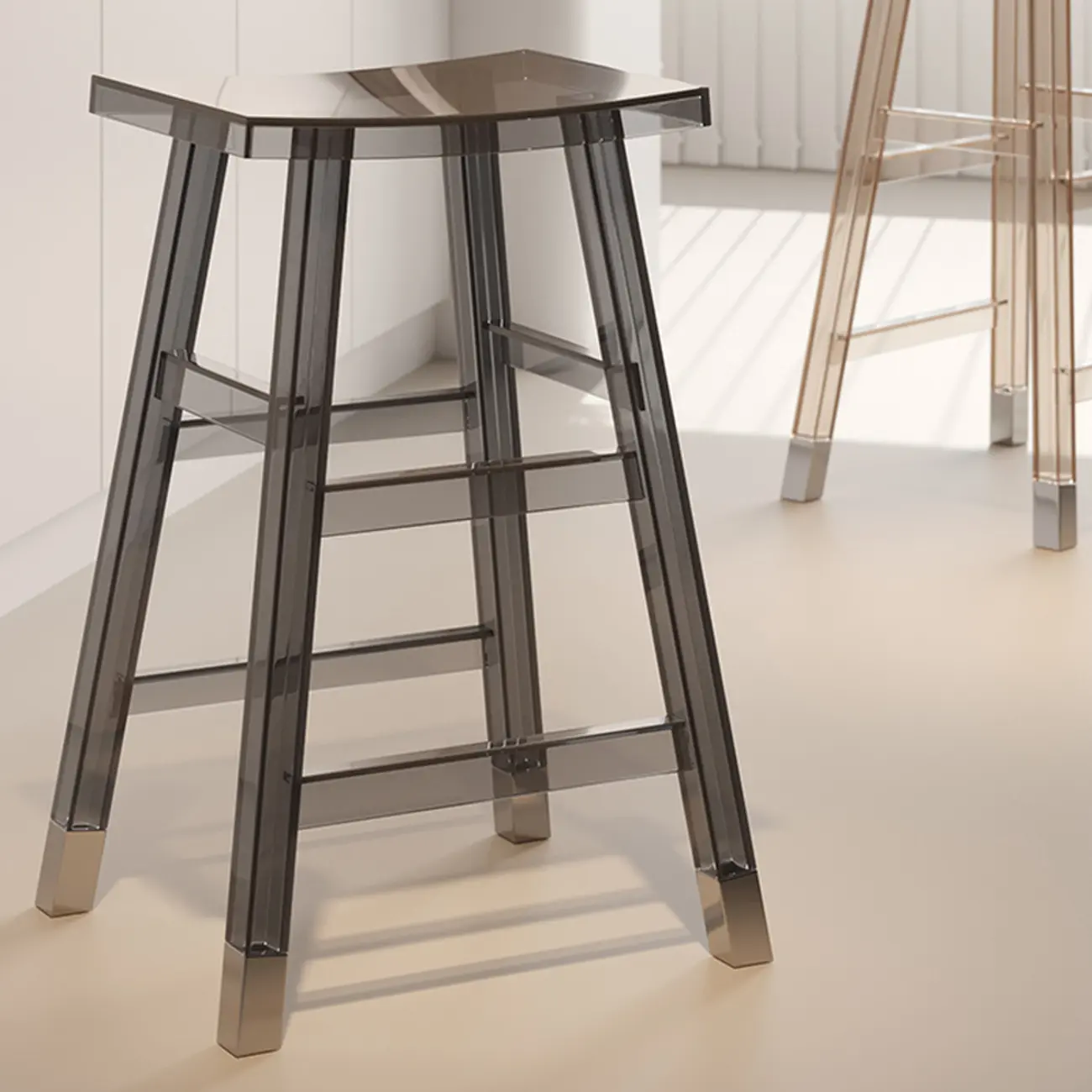 Saddle Acrylic Counter Height Backless Bar Stools