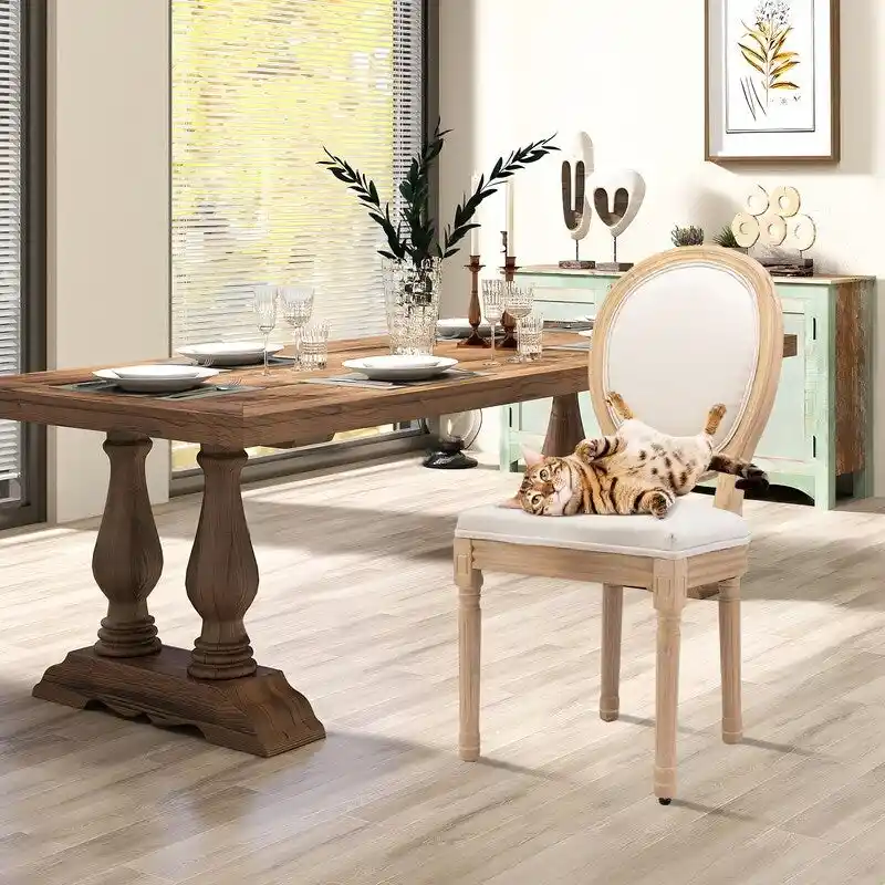 French Chair Dining Chair Solid Wood with Nailhead Trim Set of 2