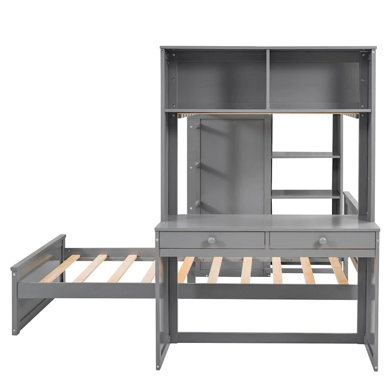Twin over Twin Pine Loft Bed with Stand-alone