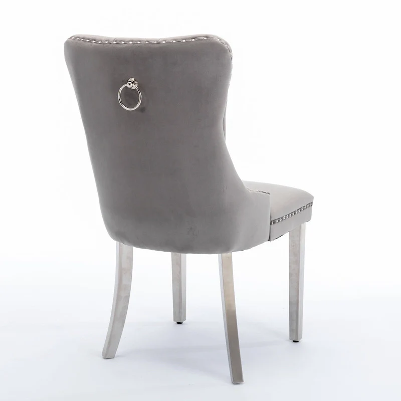 Velvet Upholstered Dining Chair with Chrome Stainless Steel Plating Legs