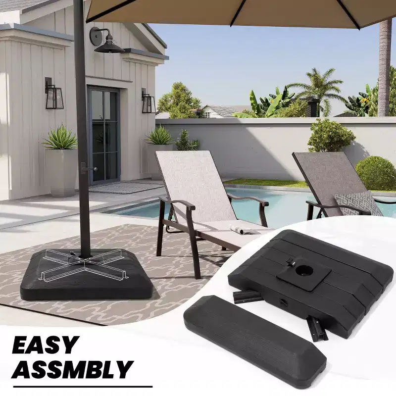 Crestlive Products 10 Feet Square 2-Tier Top Patio Cantilever Offset Umbrella 360 Shade With Weighted Base