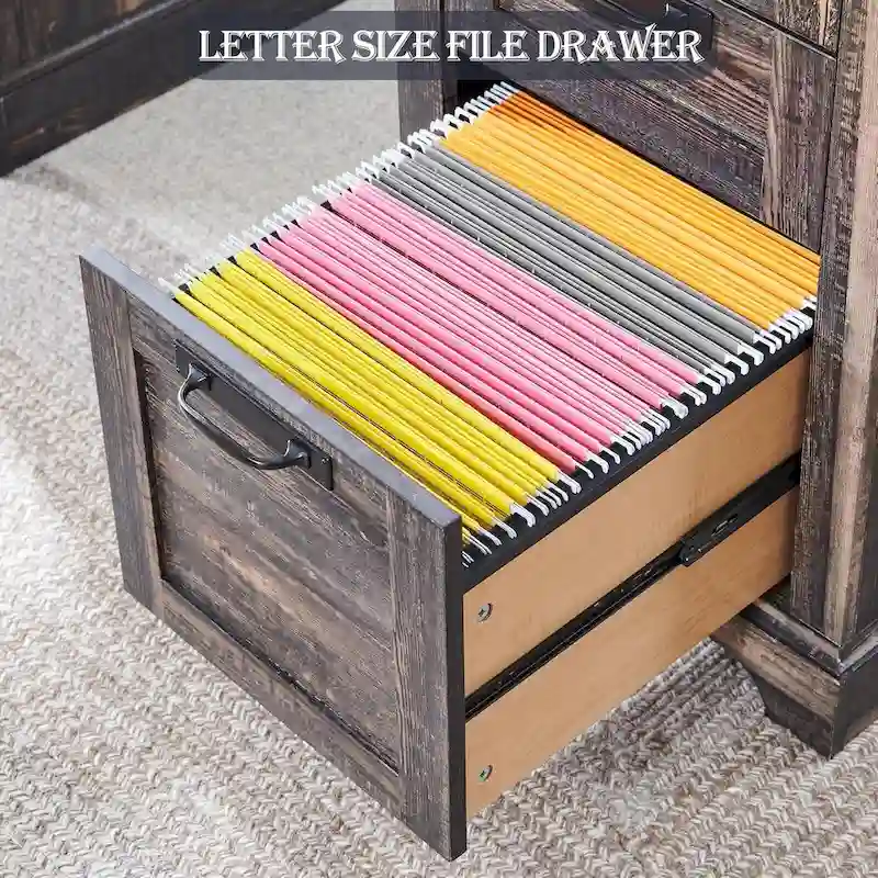 Farmhouse Desk, Wood Home Office Executive Desk with Charging Station