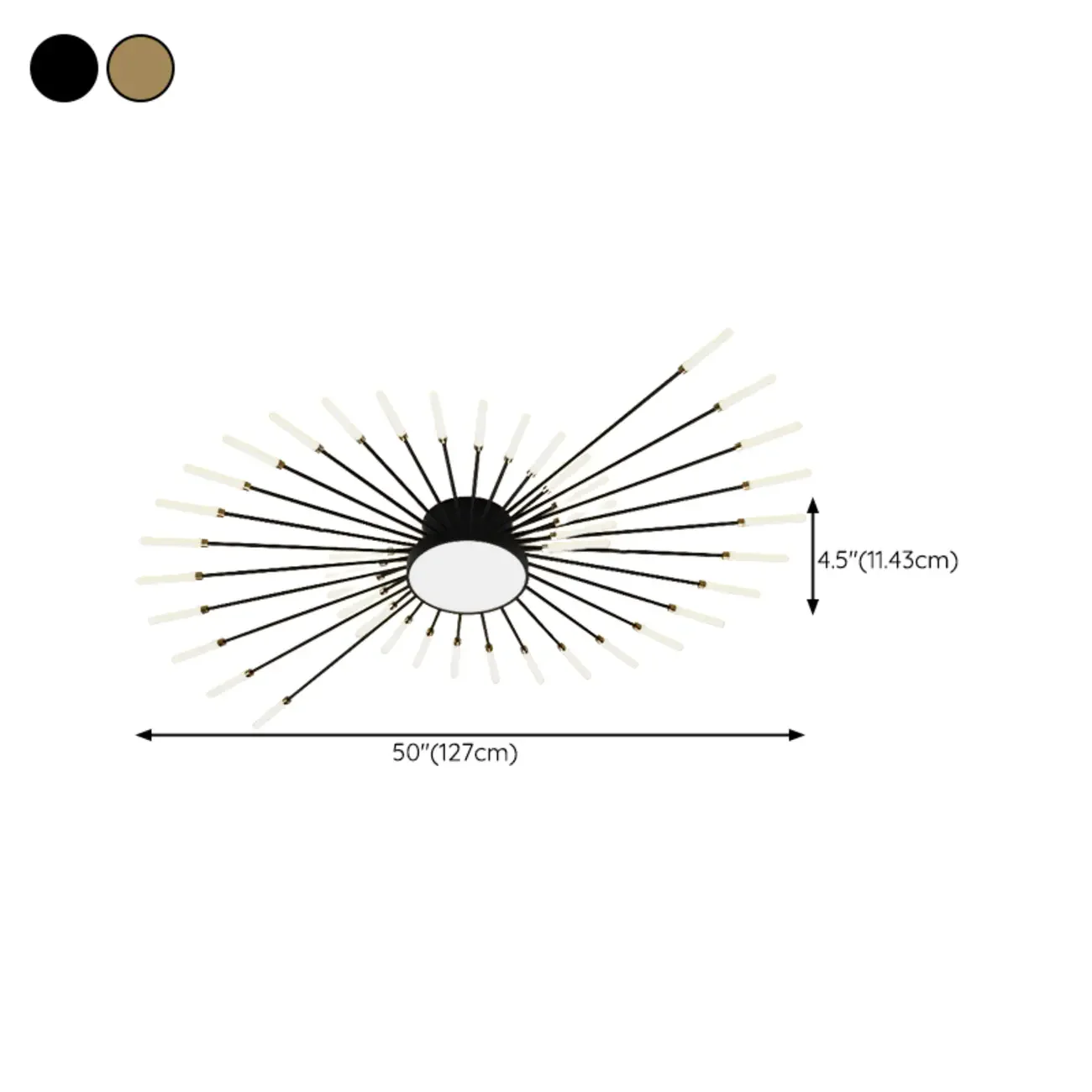 Modern Gold Metal Sputnik Semi Flush Ceiling Light