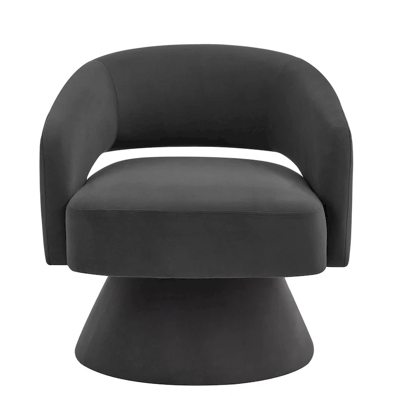 Upholstered Velvet Swivel Accent Chairs with Open Backrest