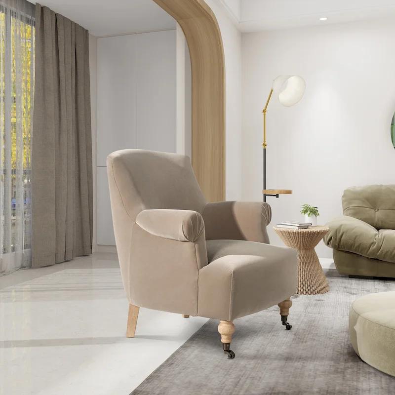 Eloise 30  Transitional Velvet Pleated Sock Arm Accent Chair