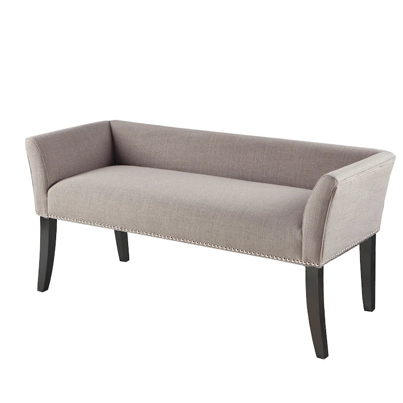Madison Park Welburn 49.5 Upholstered Bench with Back & Wood Legs