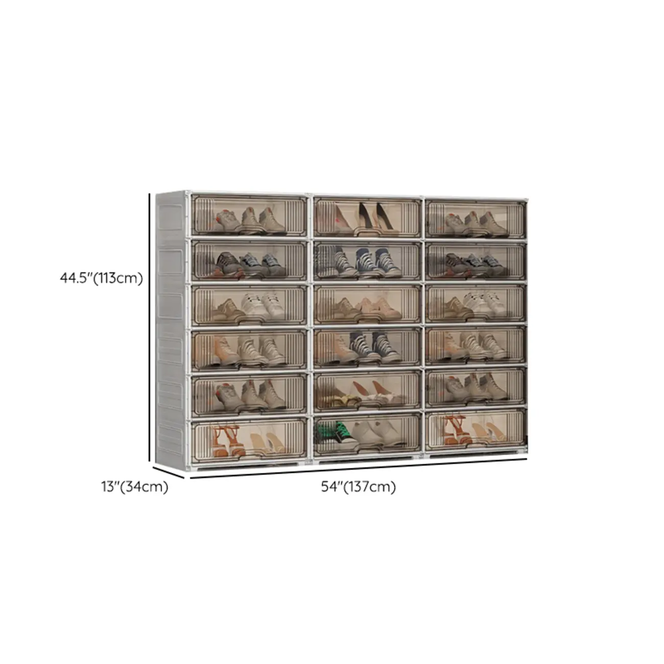 Durable Flip-up Glam Plastic Clear Shoe Boxes Stackable