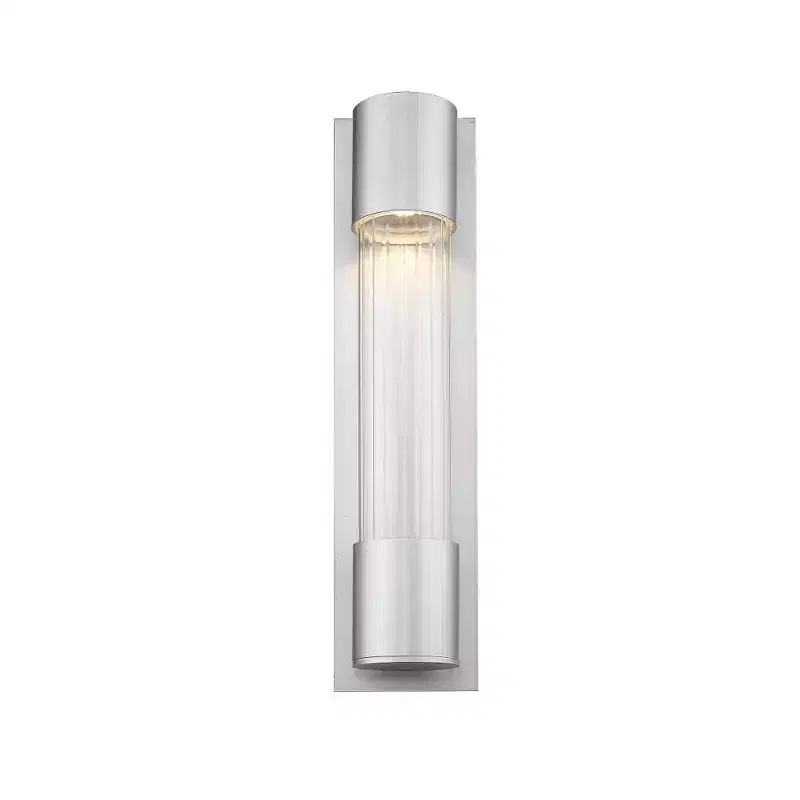 Striate Collection LED Wall Sconce - Modern Glass Cylinder, 21 Height, Dimmable, Wet Rated