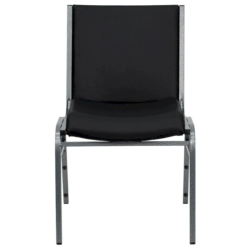 Heavy Duty Stackable Chairs Set of 4 - Gray Vinyl Padded Seat - 550 lb Capacity - 21D x 19.75W x 31.25H - Commercial Grade