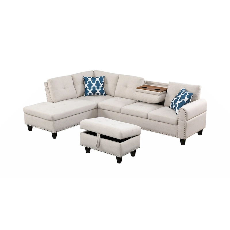 Alger 98  Wide Left Hand Facing Sofa & Chaise with Ottoman