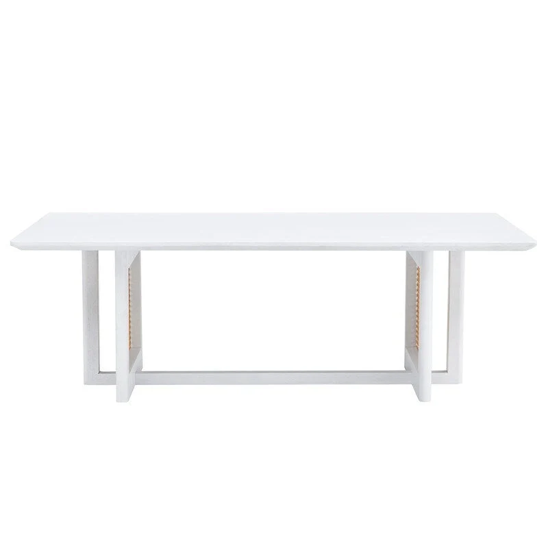 Low Coffee Table with Wood Frame and Rattan-Style Surface