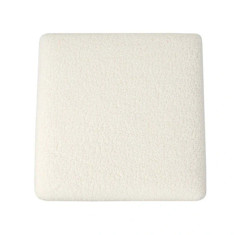 Elden Side Table Foot Stool Padded Boucle Ottoman with Wood Legs