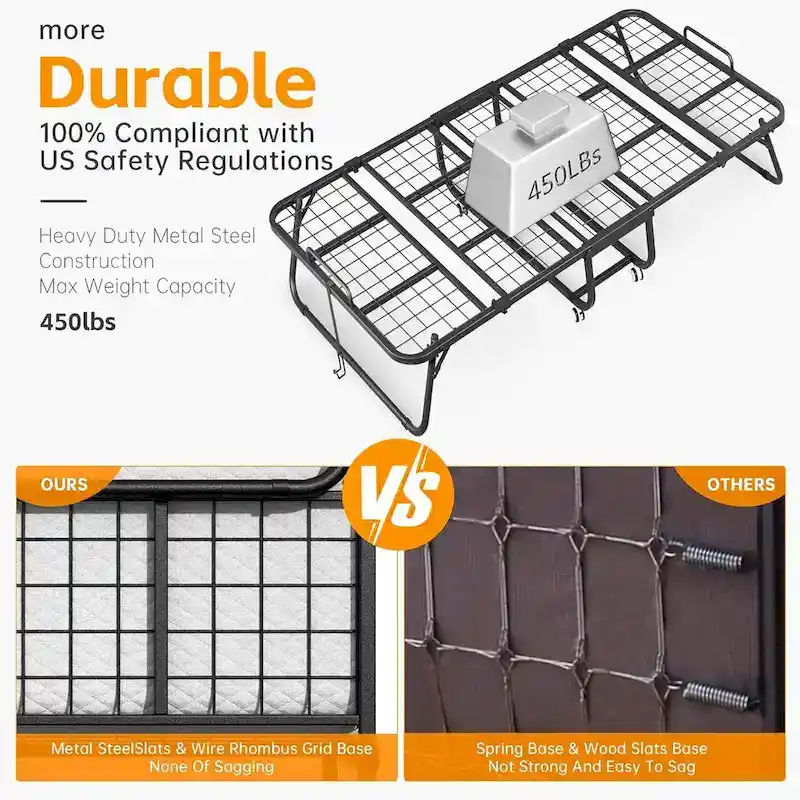 Roll away Space-Saving Sturdy Metal Frame Folding Guest Bed with 5  Thick Mattress