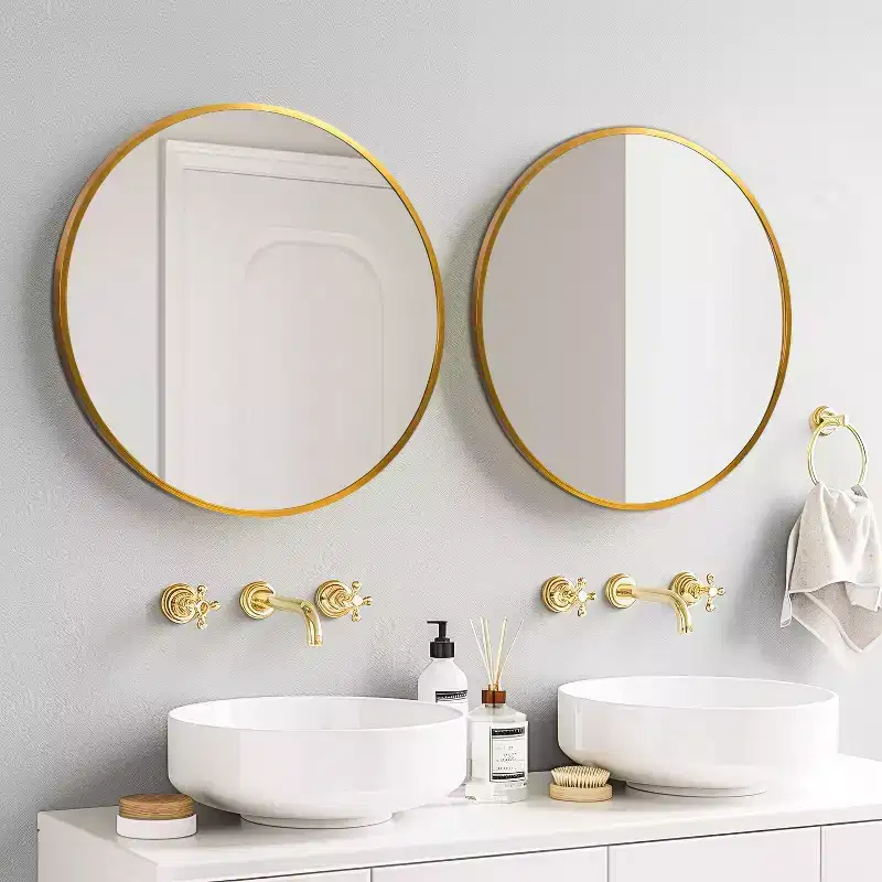 Dovelina Round Aluminum Framed Bathroom Vanity Mirror Hanging MirrorSet of 2)