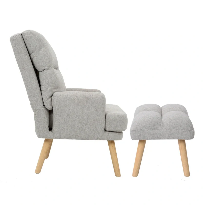 Fabric Armchair Accent Chair with Ottoman Set