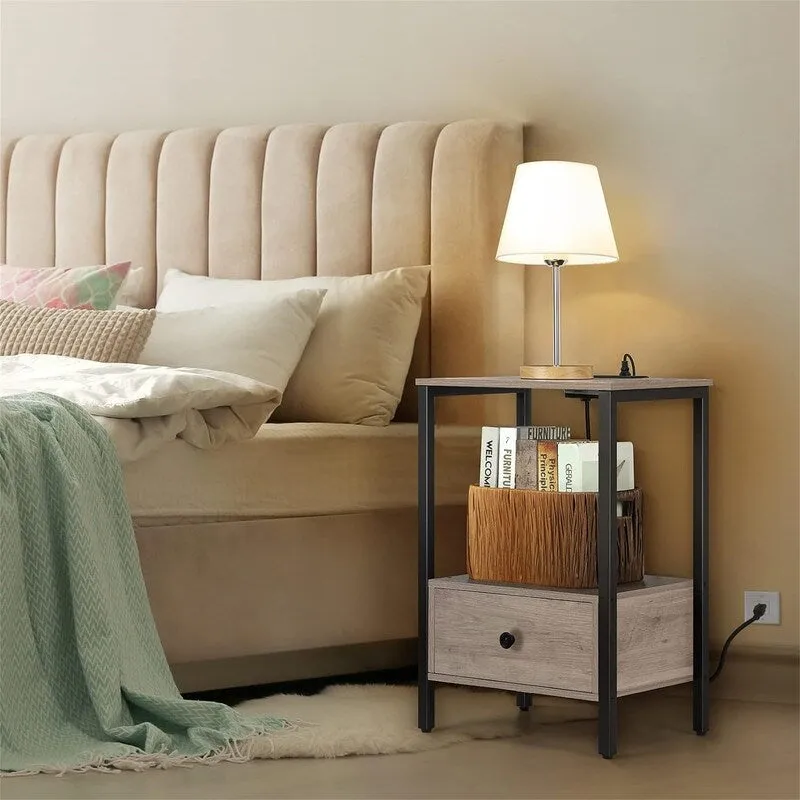 Side Table with Charging Station - 11.8D x 15.7W x 23.6H