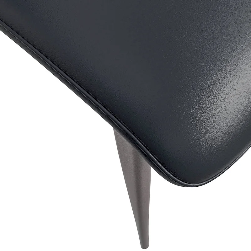 Dining Chair - Black Leather - Metal Legs